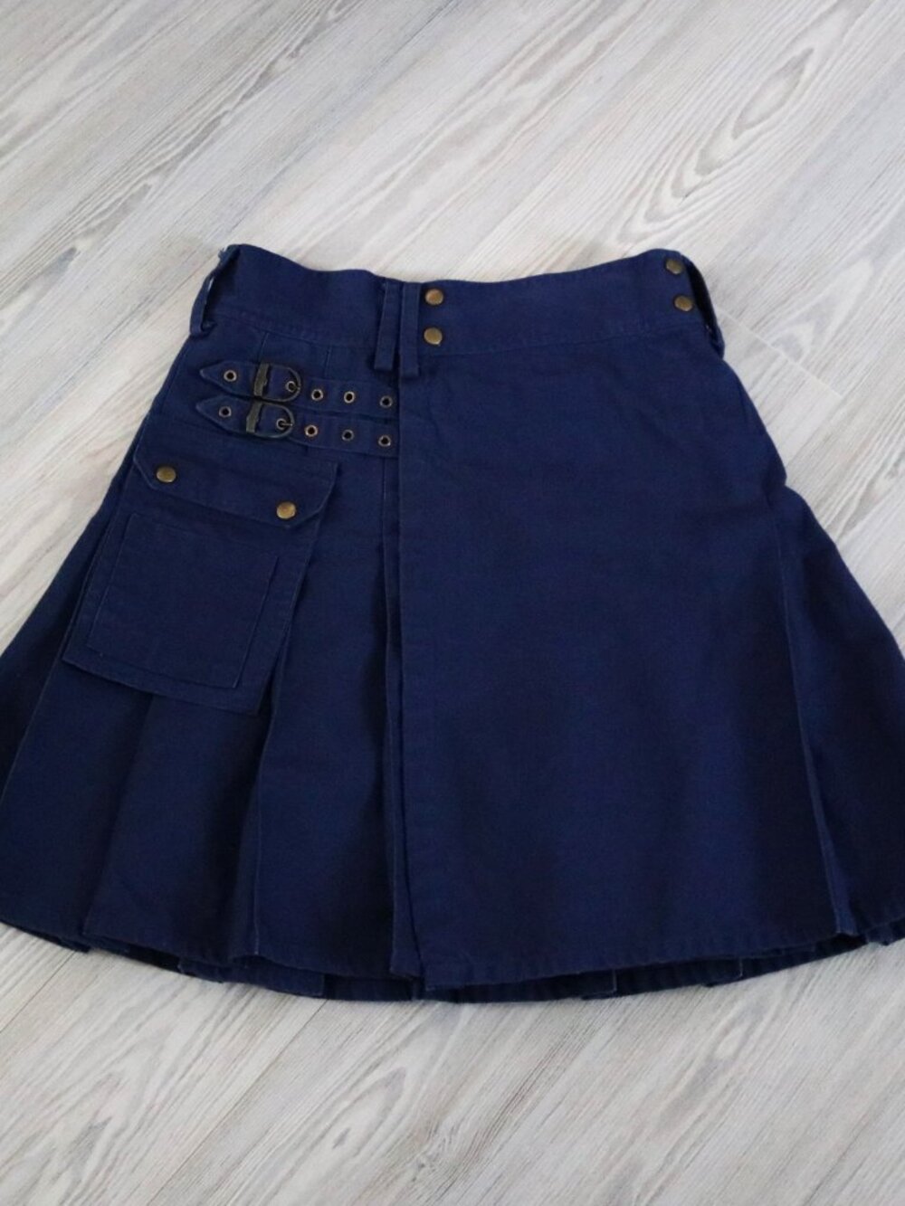 Scottish Highlands Utility Kilt Cargo Navy Cotton Canvas Pocket Men's 34